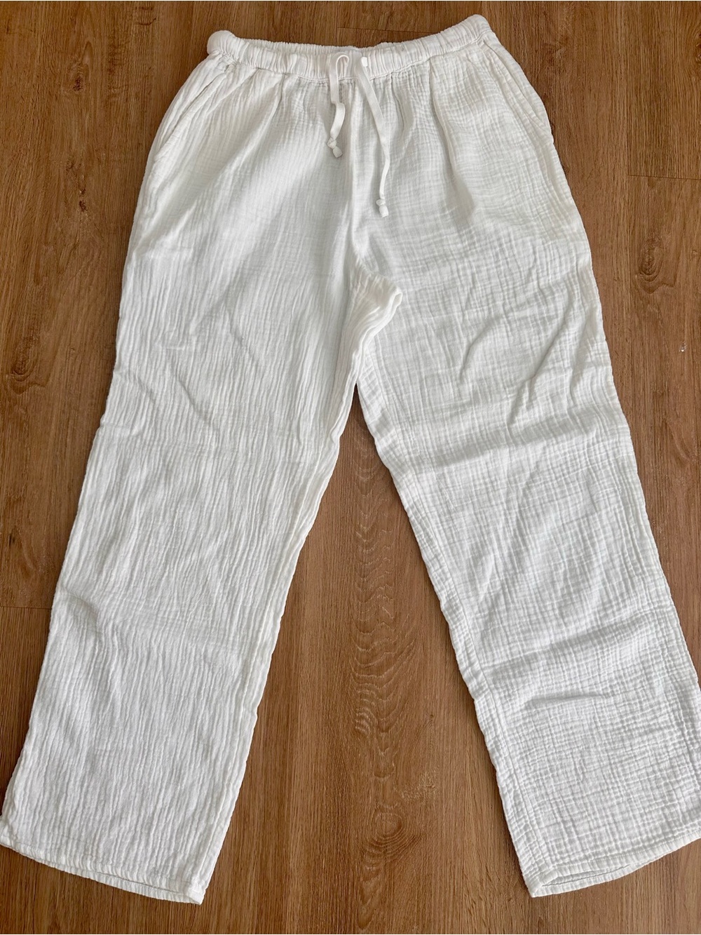 Aritzia Little Moon White Drawstring linen Pants